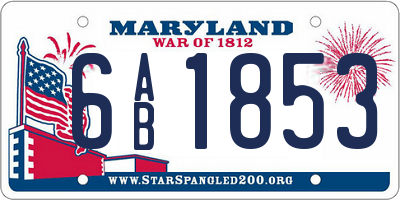 MD license plate 6AB1853