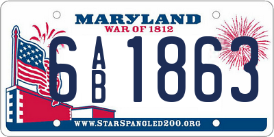 MD license plate 6AB1863