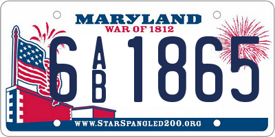 MD license plate 6AB1865