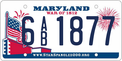 MD license plate 6AB1877