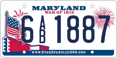 MD license plate 6AB1887