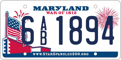 MD license plate 6AB1894