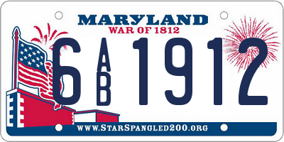 MD license plate 6AB1912