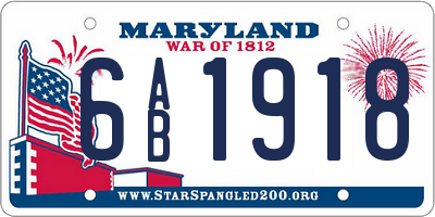 MD license plate 6AB1918