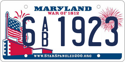 MD license plate 6AB1923