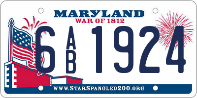 MD license plate 6AB1924