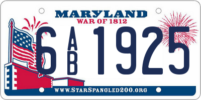 MD license plate 6AB1925