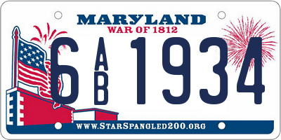 MD license plate 6AB1934