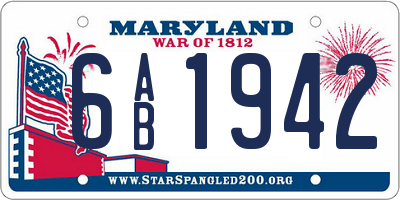 MD license plate 6AB1942