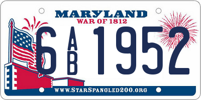 MD license plate 6AB1952