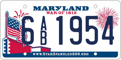 MD license plate 6AB1954