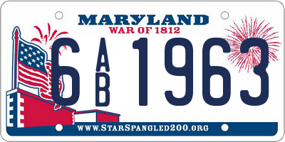 MD license plate 6AB1963
