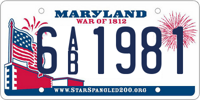 MD license plate 6AB1981