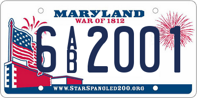 MD license plate 6AB2001