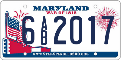 MD license plate 6AB2017