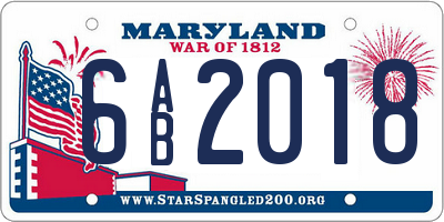MD license plate 6AB2018