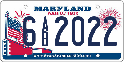 MD license plate 6AB2022