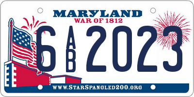 MD license plate 6AB2023