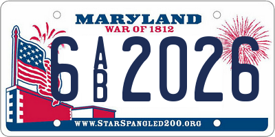 MD license plate 6AB2026