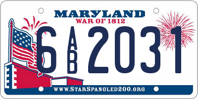 MD license plate 6AB2031