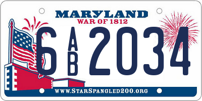 MD license plate 6AB2034