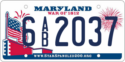 MD license plate 6AB2037