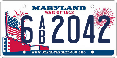MD license plate 6AB2042