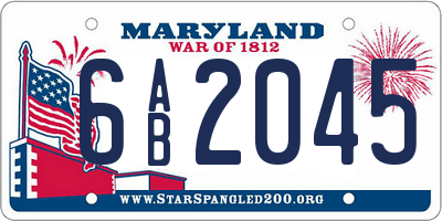 MD license plate 6AB2045