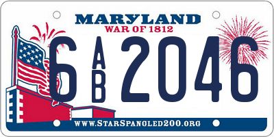 MD license plate 6AB2046