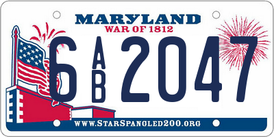 MD license plate 6AB2047