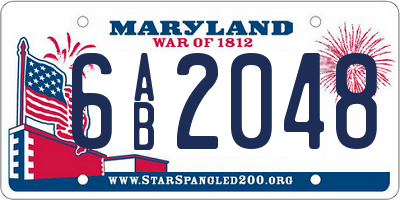 MD license plate 6AB2048