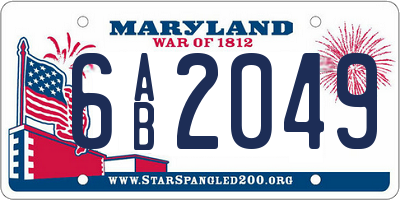 MD license plate 6AB2049