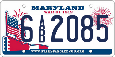 MD license plate 6AB2085