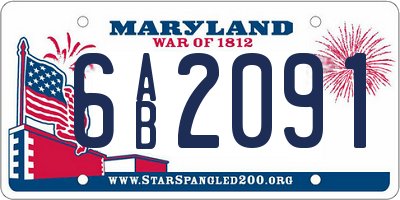 MD license plate 6AB2091