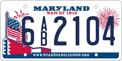 MD license plate 6AB2104