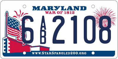 MD license plate 6AB2108