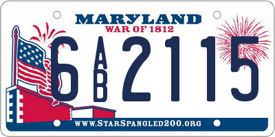 MD license plate 6AB2115