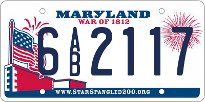MD license plate 6AB2117