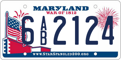 MD license plate 6AB2124