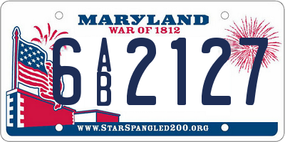 MD license plate 6AB2127
