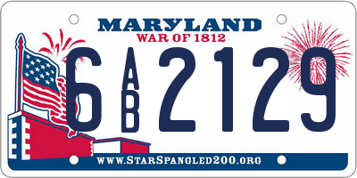 MD license plate 6AB2129