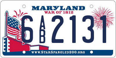 MD license plate 6AB2131