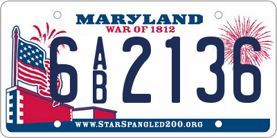 MD license plate 6AB2136