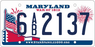 MD license plate 6AB2137