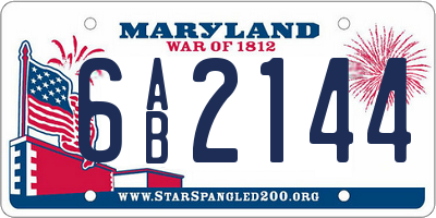 MD license plate 6AB2144