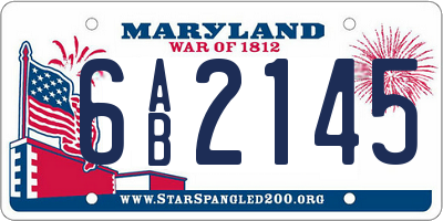 MD license plate 6AB2145