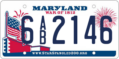 MD license plate 6AB2146