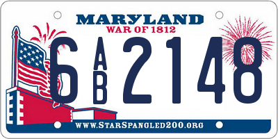 MD license plate 6AB2148