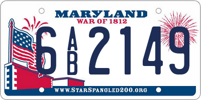 MD license plate 6AB2149