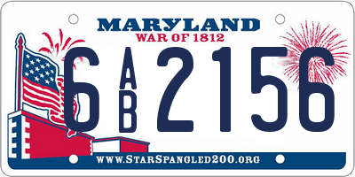 MD license plate 6AB2156